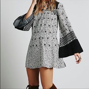 Free People Dreamy Daze Mini Dress black white